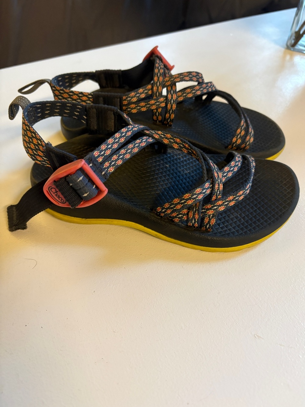 Kids Chaco Black & Orange Outdoor Sandals